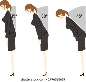 Bow deeply to show respect. vector illustration