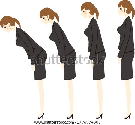 Bow deeply to show respect. vector illustration