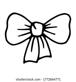 Bow-Doodle-Element. Handgezeichnete Schleife mit Ornament. Skandinavische Stilgrafik für Karten, Banner, Poster, Muster und anderes Winter- und Weihnachtsdesign. 