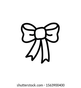 bow doodle icon, vector illustration