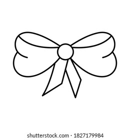Bow. Doodle icon. Vector illustration. Design element for coloring book.
