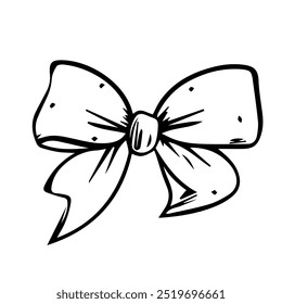 
Bow in doodle style isolated on white background.