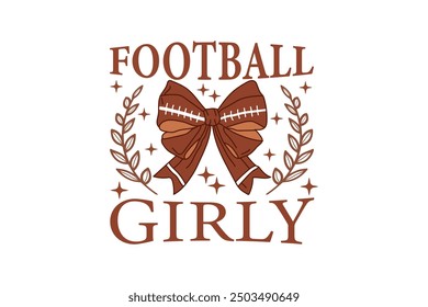 Bow Fall Coquette Football Girly EPS T-shirt Design