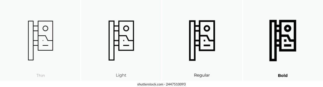 icono de banderas de arco. Diseño de estilo fino, ligero, regular y audaz aislado sobre fondo blanco