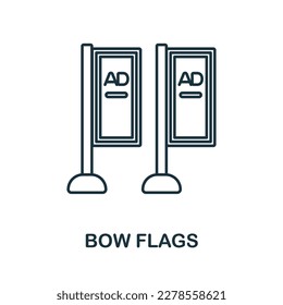 Bow Flags line icon. Colored element sign from outdoor advertising collection. Outline Bow Flags icon sign for web design, infographics and more.