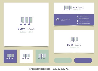 Bow flags logo design with editable slogan. Branding book and business card template.