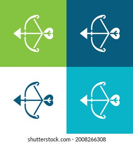 Bow Flat four color minimal icon set