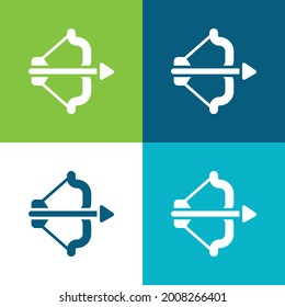 Bow Flat four color minimal icon set
