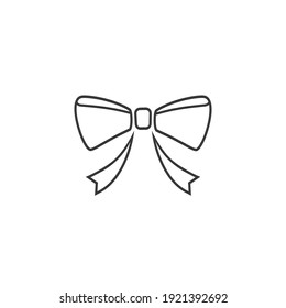 Bow In Flat Style Line Icon. Vector
