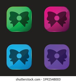 Bow four color glass button icon