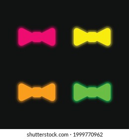 Bow four color glowing neon vector icon