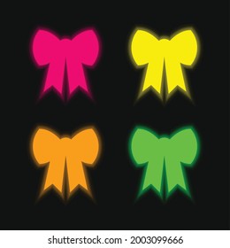 Bow four color glowing neon vector icon