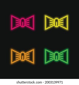 Vier farbige leuchtende Neon-Vektorsymbol verzieren