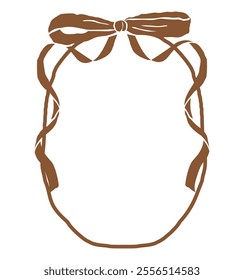 Bow frame in elegant vintage style. Coquette vector illustration for wedding invitations, birthday party cards, romantic messages or event details. Whimsical girly aesthetic.	