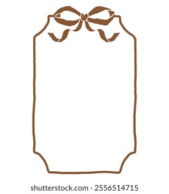 Bow frame in elegant vintage style. Coquette vector illustration for wedding invitations, birthday party cards, romantic messages or event details. Whimsical girly aesthetic.	