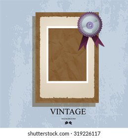 Bow with frame on a textural background. Vintage