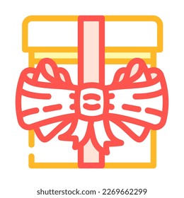 bow gift box color icon vector. bow gift box sign. isolated symbol illustration