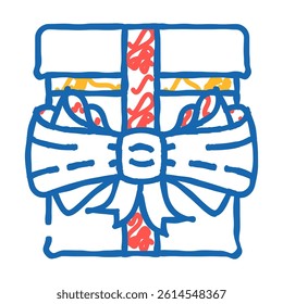 bow gift box doodle icon sketch vector. bow gift box sign. isolated symbol illustration