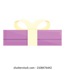 Bow gift box icon cartoon vector. Present package. Party giftbox
