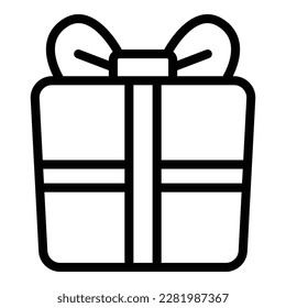 Doblar vector de contorno de icono de caja de regalo. Enfrentar la diversión. Actividad de efecto