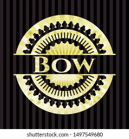 Bow gold badge or emblem. Vector Illustration. Detailed.