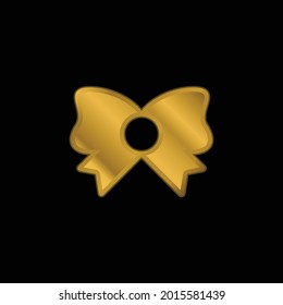 Bow gold plated metalic icon or logo vector