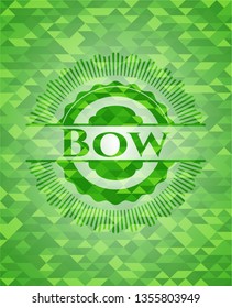 Bow green emblem with triangle mosaic background