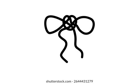 Bow Hair Barrette, Black Isolated Silhouette