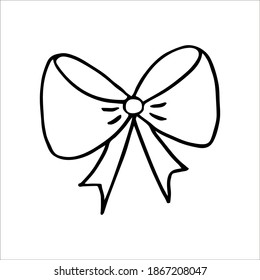Bow. Dibujo manual. Buen dibujo. Dibujo en blanco y negro. Vector. Icono.