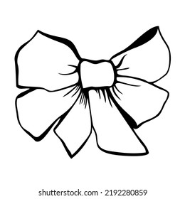 Bow - hand drawn illustration of a decorative element - bow, vector, ink sketch, decoration for gifts or Christmas