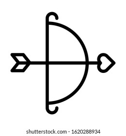 Bow with heart arrow icon. Simple design. Line vector. Isolate on white background.