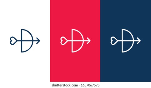 Bow and heart icon vector