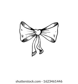 Bow, heart illustration. Simple flat vector of valentine's day icons for ui and ux, website or mobile application