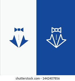 Bow, Heart, Love, Suit, Tie, Wedding Line and Glyph Solid icon Blue banner Line and Glyph Solid icon Blue banner