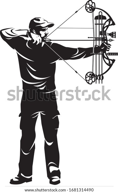 bow hunter aiming with\
compound bow