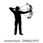 bow hunter silhouette vector art, graphics