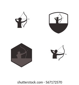 Bow Hunting Icon Logo Vector Set Element