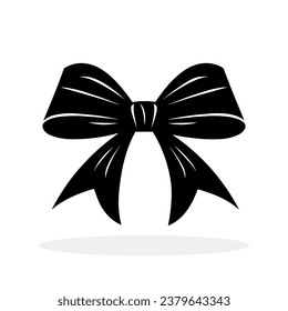 Bow icon. Black gift bow icon isolated on white background. Vector illustration. Gift bow icon drawing