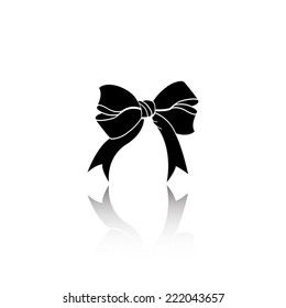 Bow icon - black vector illustration with reflection