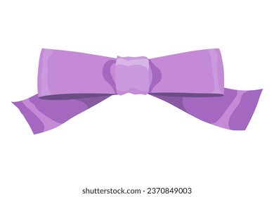 Bow icon. Cartoon ribbon for invitation or gifts, present cards and luxury wrap pack isolated on white background. Holidays and celebrations decoration for your design. Vector illustration