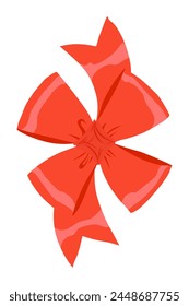 Bow icon. Cartoon ribbon for invitation or gifts, present cards and luxury wrap pack isolated on white background. Holidays and celebrations decoration for your design. Vector illustration