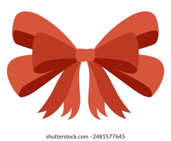 Bow icon. Cartoon ribbon for invitation or gifts, present cards and luxury wrap pack isolated on white background. Holidays and celebrations decoration for your design. Vector illustration