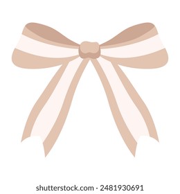 Bow icon. Cartoon ribbon for invitation or gifts, present cards and luxury wrap pack isolated on white background. Holidays and celebrations decoration for your design. Vector illustration