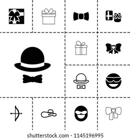 Bow icon. collection of 13 bow filled and outline icons such as emot in sun glasses, gift, woman hat. editable bow icons for web and mobile.