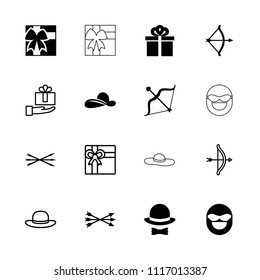 Bow icon. collection of 16 bow filled and outline icons such as gift, woman hat, gift on hand. editable bow icons for web and mobile.