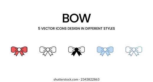 Bow Icon Design in Five style with Editable Stroke. Line, Solid, Flat Line, Duo Tone Color, and Color Gradient Line. Suitable for Web Page, Mobile App, UI, UX and GUI design.