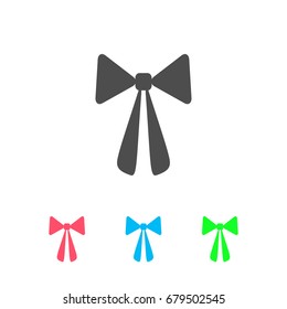 Bow icon flat. Color pictogram on white background. Vector illustration symbol and bonus icons