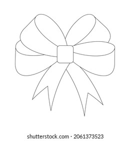 bow icon, flat graphics, design element, black outline isolated on white background, vector illustration
