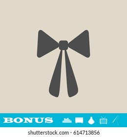 Bow icon flat. Grey pictogram on light background. Vector illustration symbol and bonus button real estate, ottoman, vase, tv, fishing rod