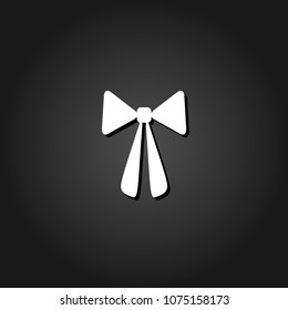 Bow icon flat. Simple White pictogram on black background with shadow. Vector illustration symbol